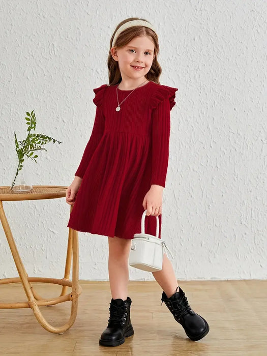 Smocked Ruffle Knit Dress for Girls