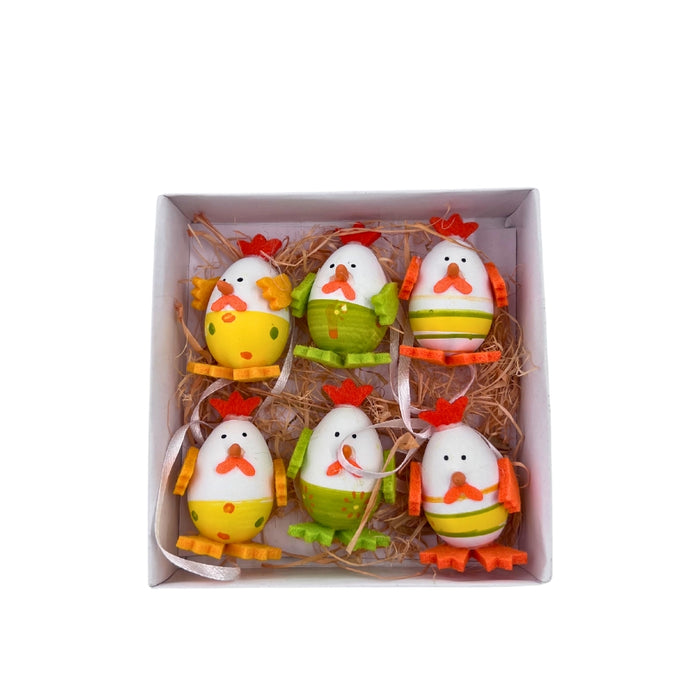 Set of 6 Colorful Chick Easter Eggs