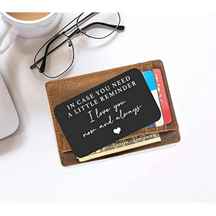 "I Love You" Engraved Aluminum Wallet Card