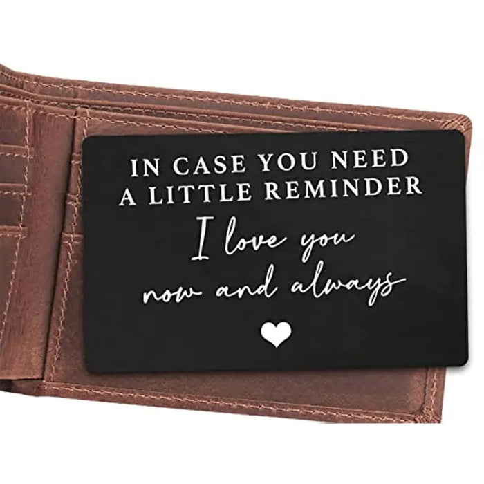 "I Love You" Engraved Aluminum Wallet Card