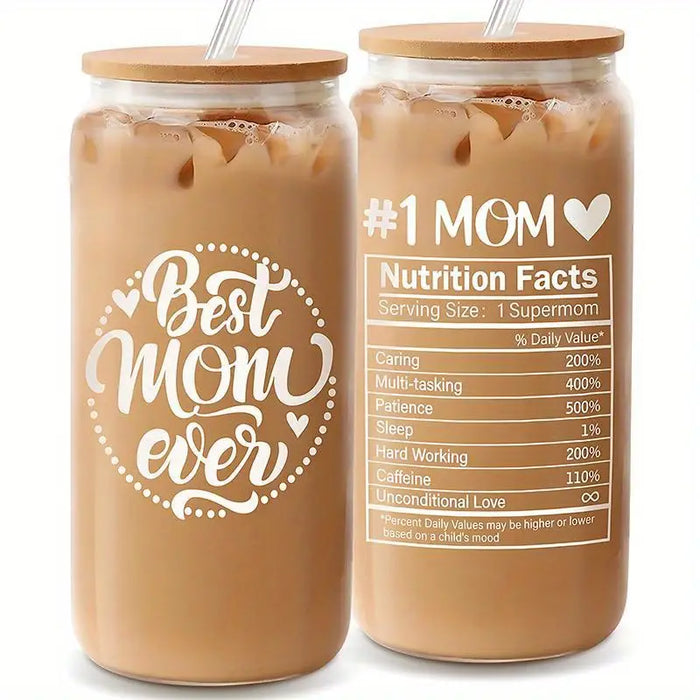 "Best Mom Ever" Glass Coffee Cup