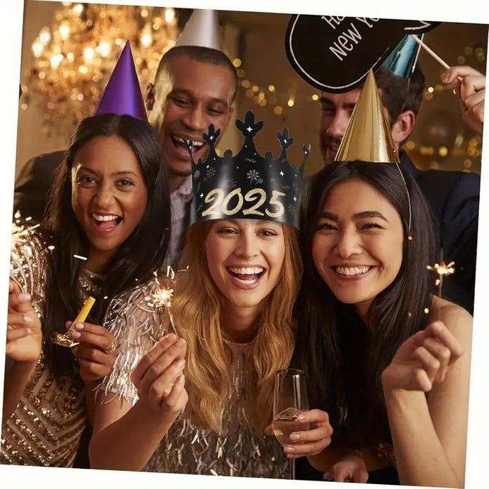 2025 New Year's Celebration Paper Hats 12pcs Set