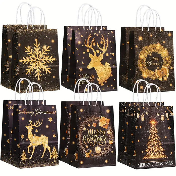 Christmas Kraft Paper Gift Bags 6pcs Pack