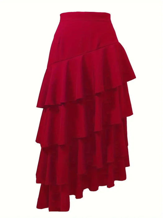 Burgundy Flowing Ruffle Skirt