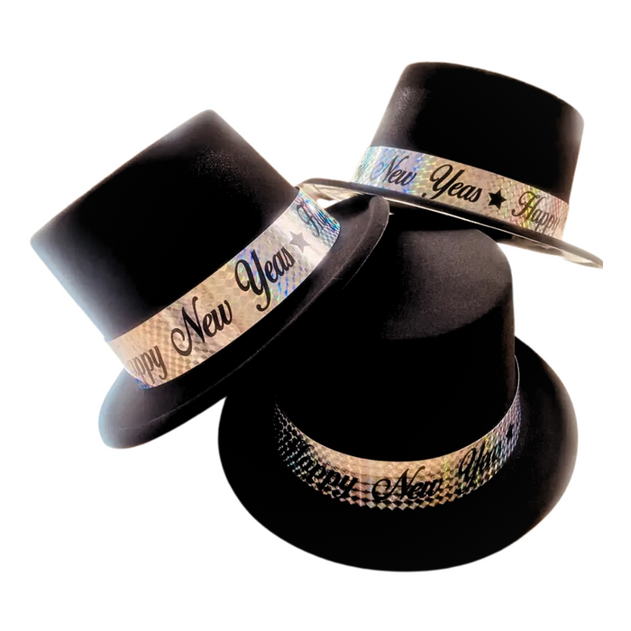 New Year Celebration Black Top Hats 6pcs Set