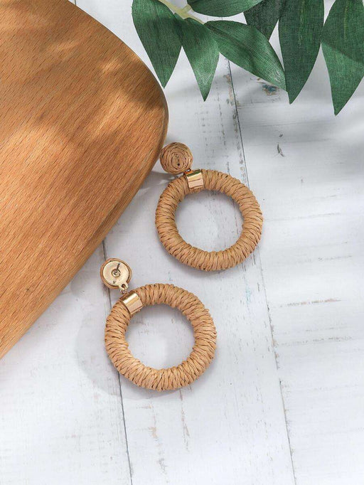 Boho Straw Braid Summer Earrings