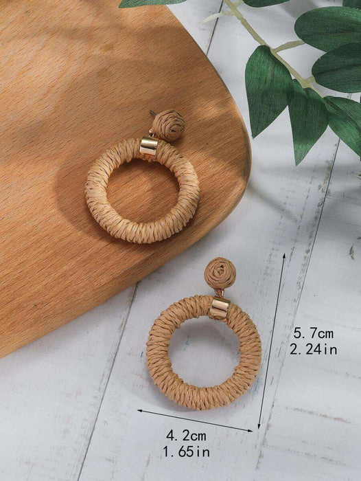 Boho Straw Braid Summer Earrings