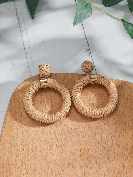 Boho Straw Braid Summer Earrings