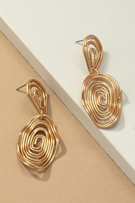 Wire Coil Twist Drop Earrings