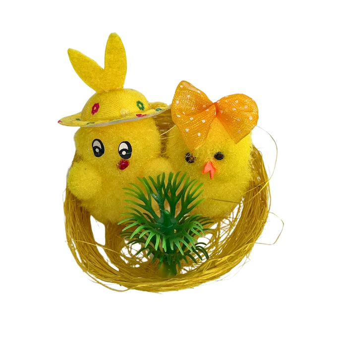 One Easter Chenille Chicks with Nest Decor