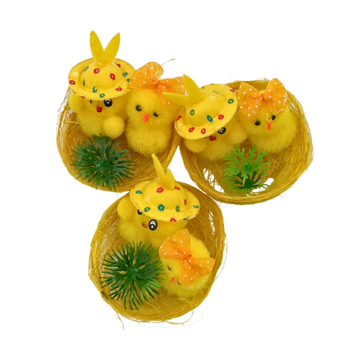 One Easter Chenille Chicks with Nest Decor