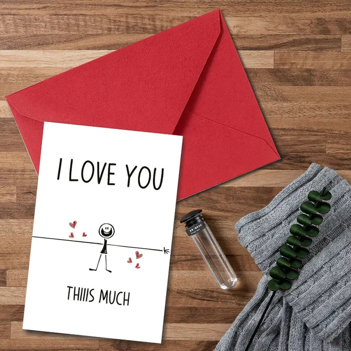 "I Love You This Much" Romantic Cartoon Greeting Card