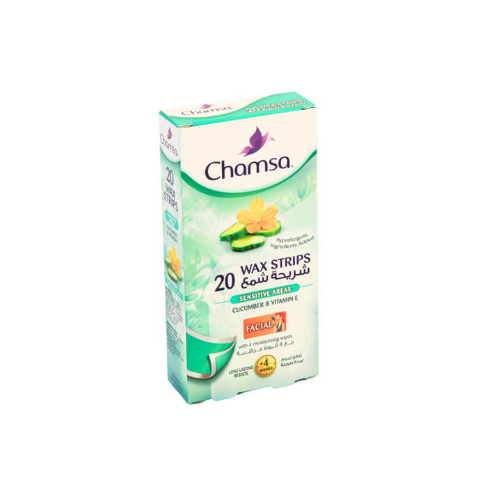 Chamsa Facial Wax Strips Cucumber & Vitamin E 20's