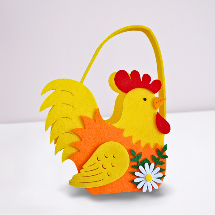 Yellow Rooster Egg Basket for Easter