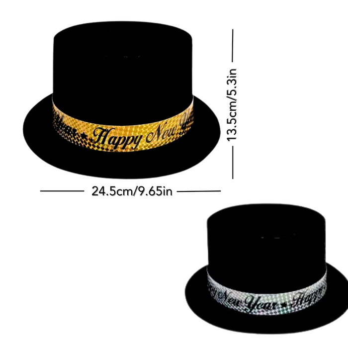 New Year Celebration Black Top Hats 6pcs Set