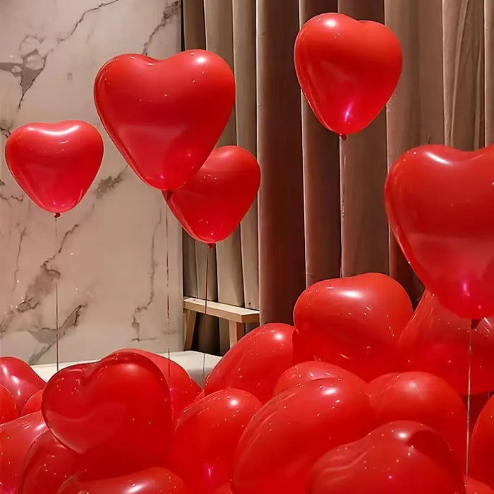 Red Heart Shaped Latex Balloon Set