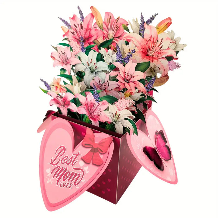 "Best Mom Ever" Lily 3D Pop-Up Greeting Card