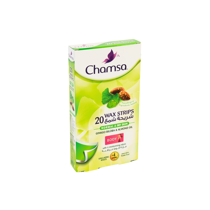 Chamsa Body Wax Strips Ginkgo Biloba & Almond Oil 20's