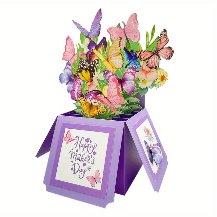 "Best Mom Ever" Flowers Butterflies Pop Up Card