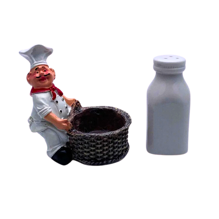 Fat Chef Salt & Pepper Shaker with Holder