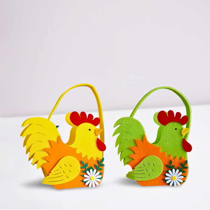 Yellow Rooster Egg Basket for Easter