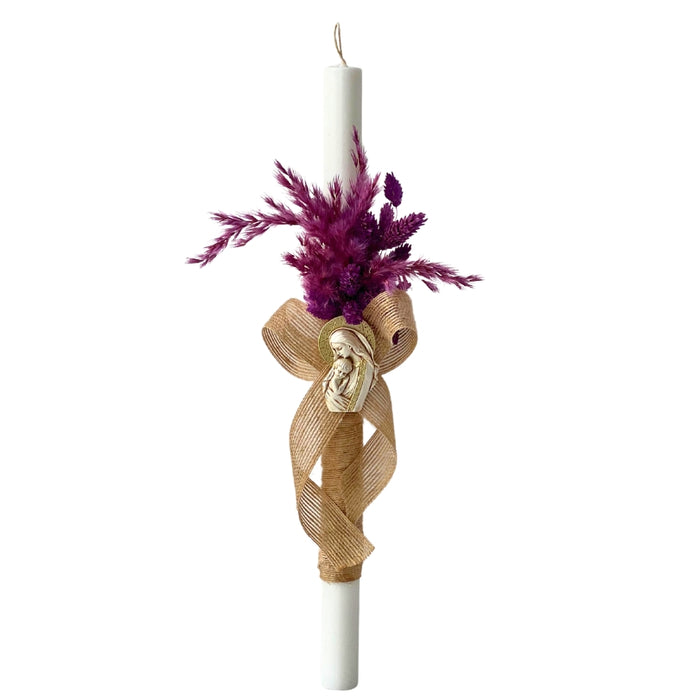 White Lavender Decorative Palm Sunday Candle