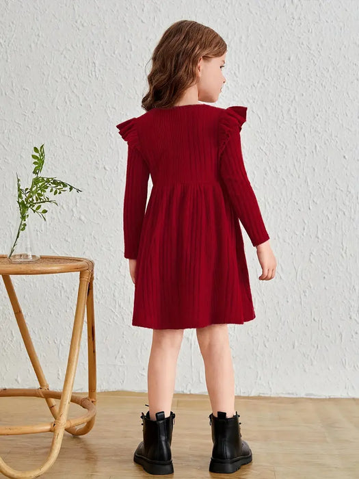 Smocked Ruffle Knit Dress for Girls