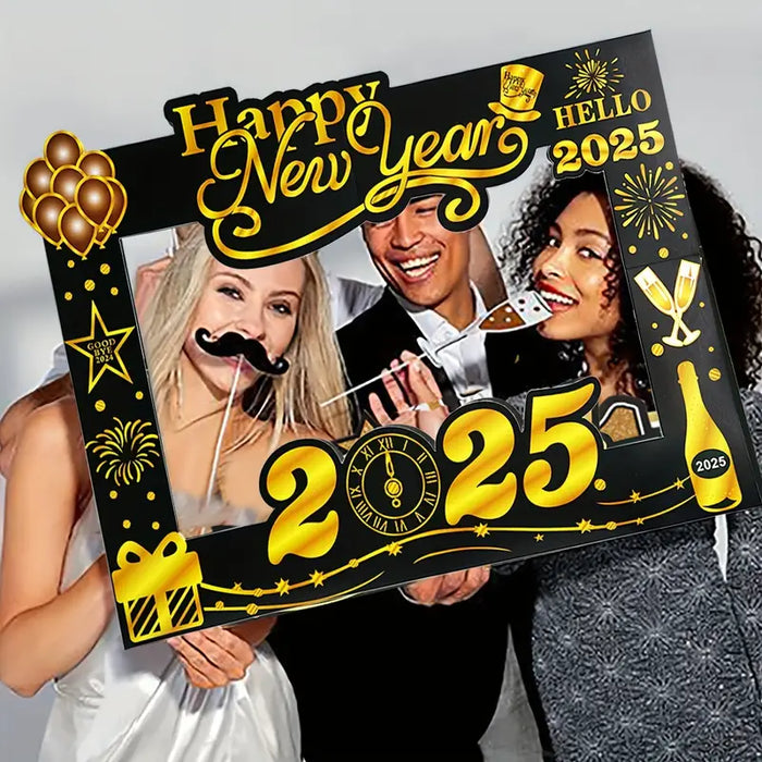 2025 New Year's Eve Photo Booth Frame & Props Kit