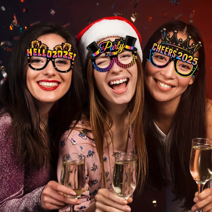 2025 New Year's Funny Glasses Party Props 8pcs Set