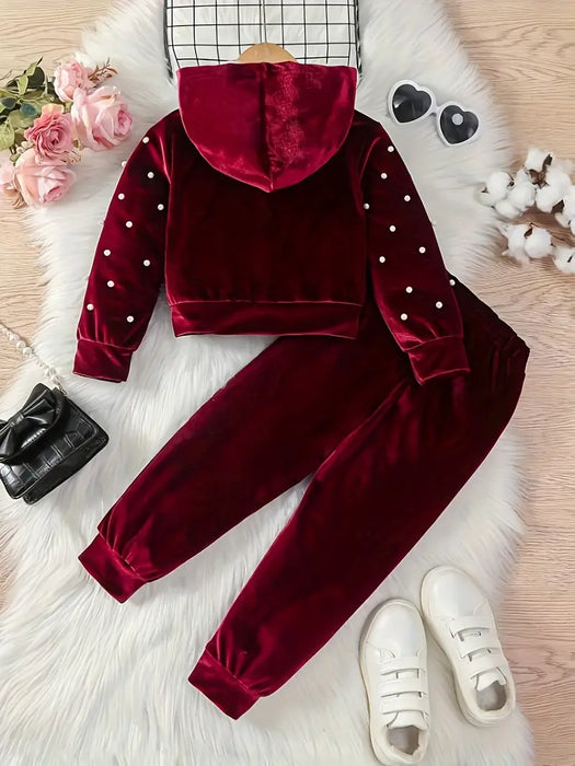 Sporty Chic Velvet Co Ord Set for Girls