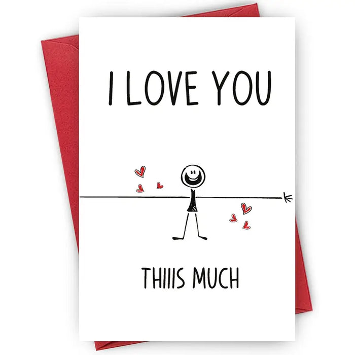 "I Love You This Much" Romantic Cartoon Greeting Card