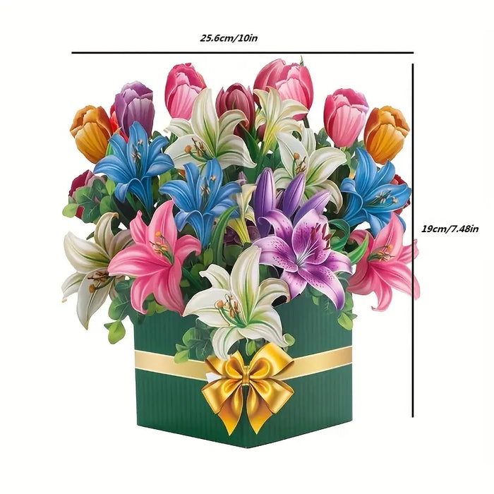 3D Pop-Up Lily Tulip Bouquet Card