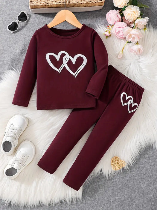 Heart Cozy Red Sweatsuit for Girls