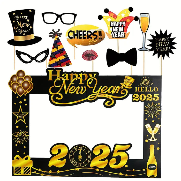 2025 New Year's Eve Photo Booth Frame & Props Kit