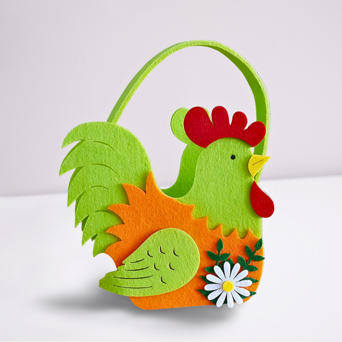 Green Rooster Egg Basket for Easter