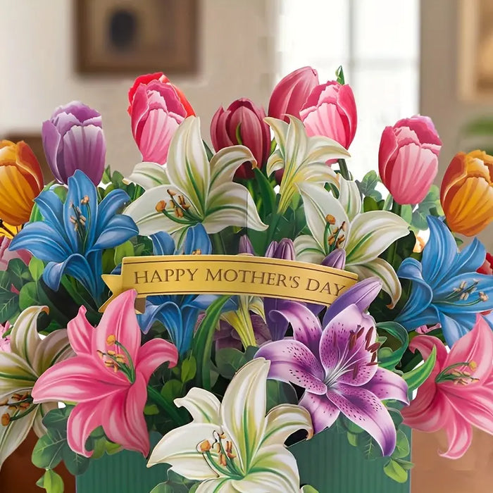 3D Pop-Up Lily Tulip Bouquet Card