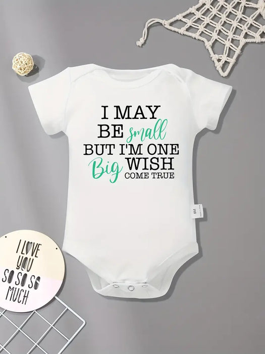 "I May Be Small" White Baby Romper