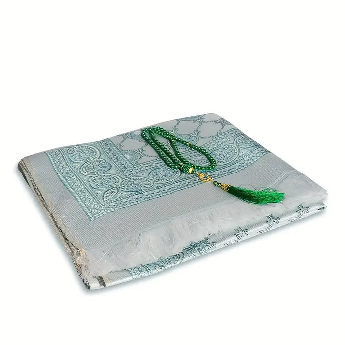 Prayer Mat & Beads Set with Satin Pouch