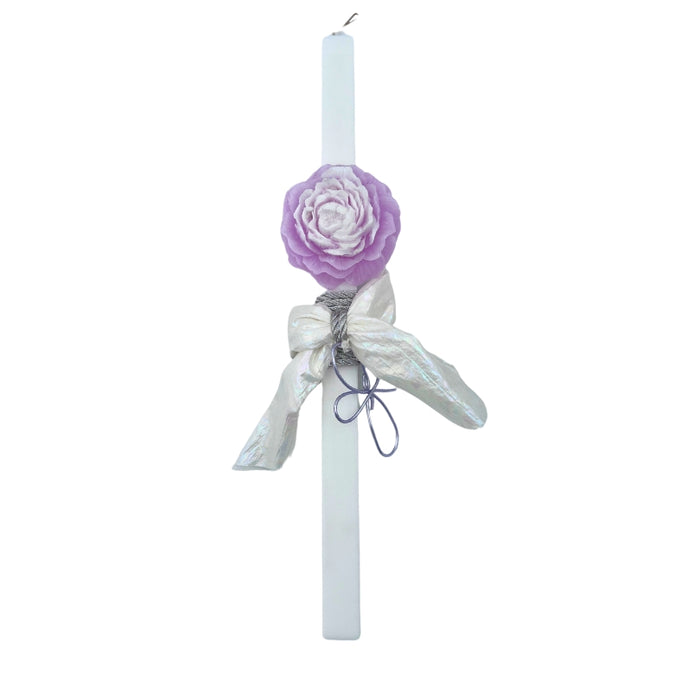 White Rose Decorative Palm Sunday Candle