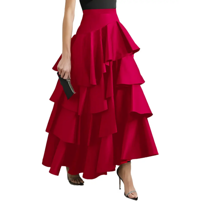 Burgundy Flowing Ruffle Skirt