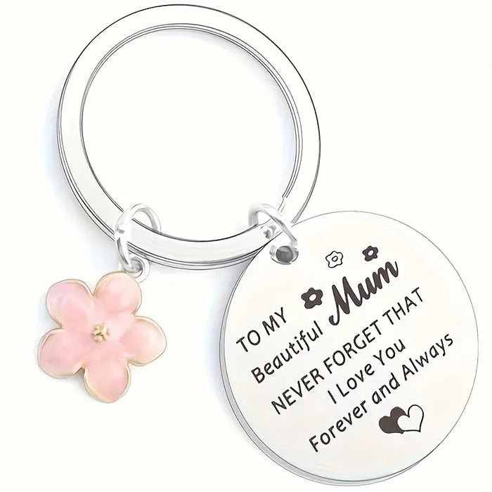 To My Beautiful Mom Note Engraved Keychain