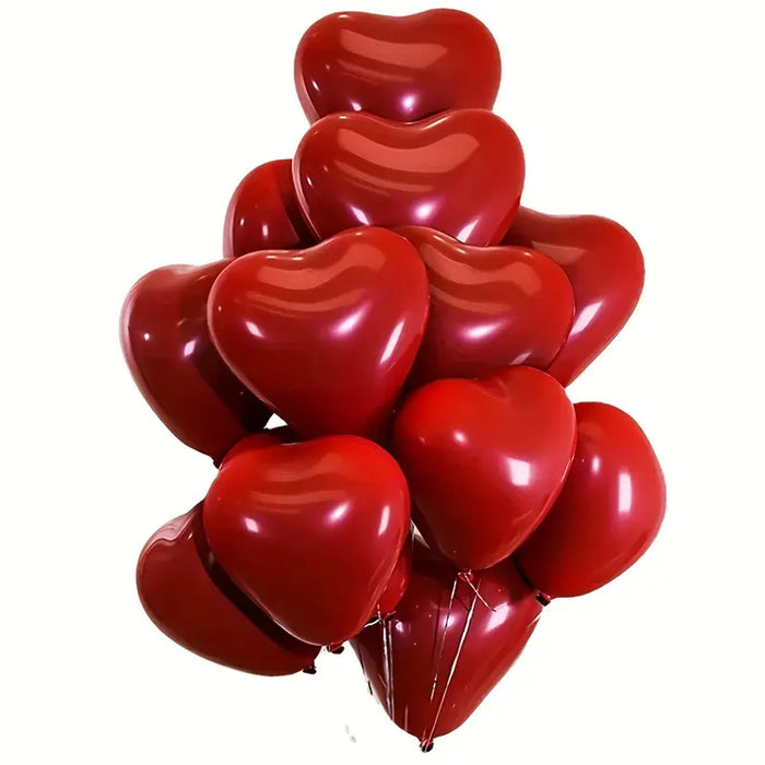 Red Heart Shaped Latex Balloon Set