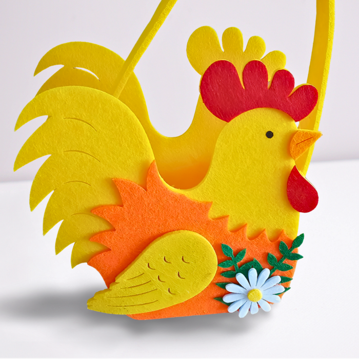 Yellow Rooster Egg Basket for Easter