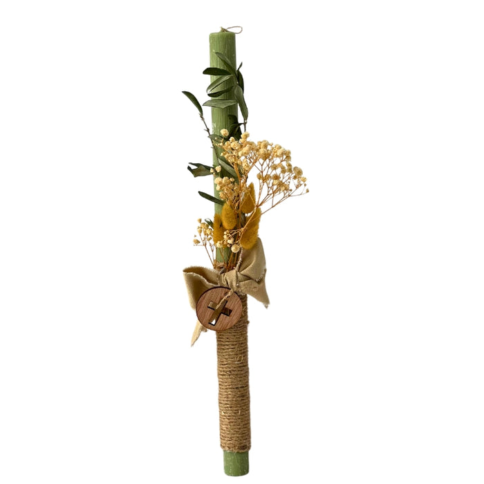 Green Decorative Palm Sunday Candle