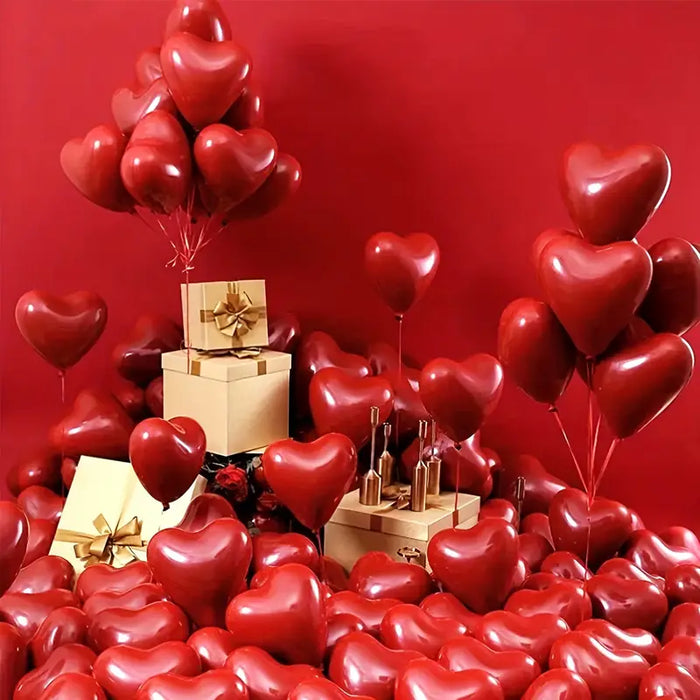 Red Heart Shaped Latex Balloon Set