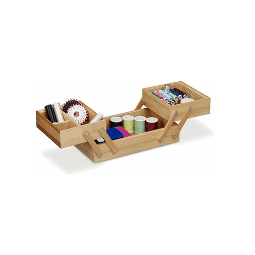Bamboo Folding Sewing Box and Organizer by Relaxdays for home
