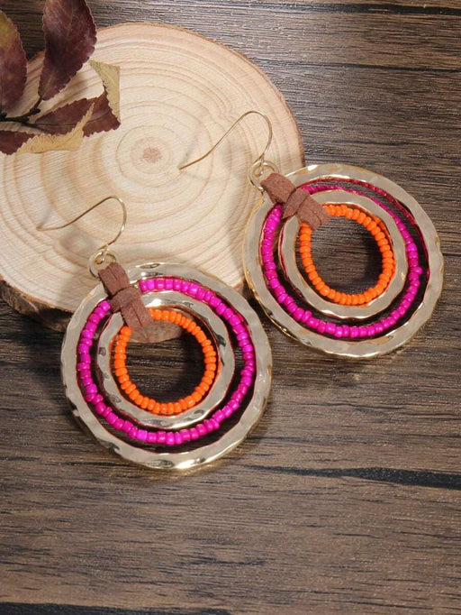 Hook Beaded Round Drop Earrings