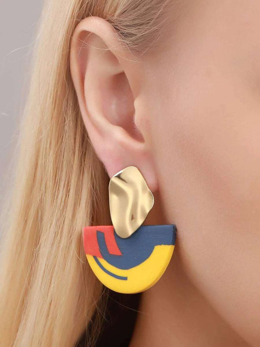 Color Block Geometric Earrings