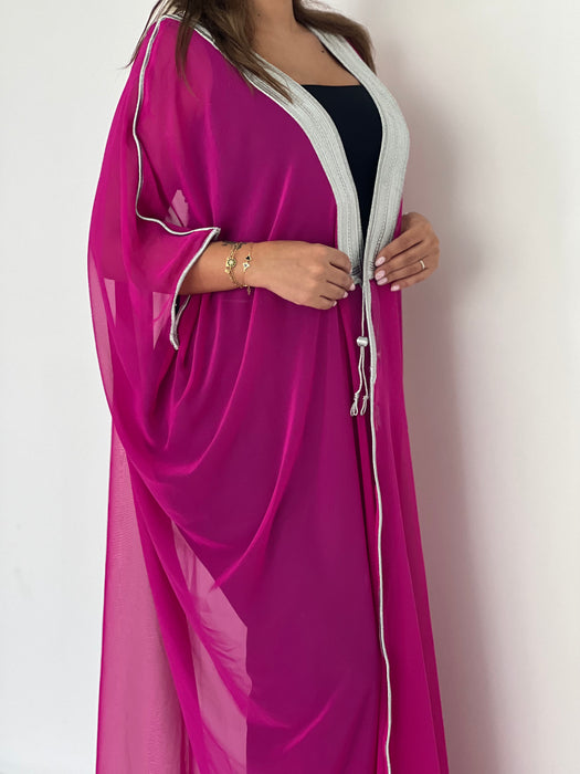 Bloom Pink Flowy Sheer Abaya بشت نسائي شفاف