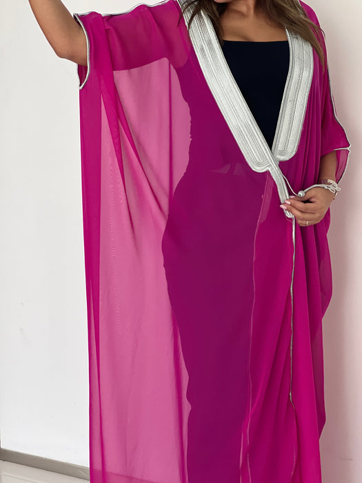 Bloom Pink Flowy Sheer Abaya بشت نسائي شفاف